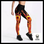 Legging Tête de Mort Flammes - Crâne Passion