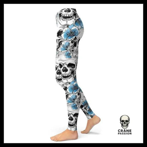 Legging Tête de Mort Fleurie - Crâne Passion