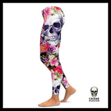 Legging Tête de Mort Avec Fleurs - Crâne Passion