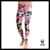 Legging Tête de Mort Avec Fleurs - Crâne Passion