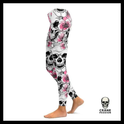 Legging Tête de Mort Fleurs - Crâne Passion