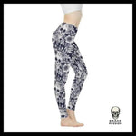 Legging Tête de Mort Fleurs Bleu - Crâne Passion