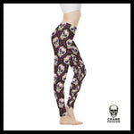 Legging Tête de Mort Fleurs Rose - Crâne Passion