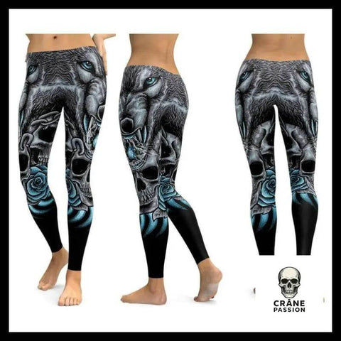 Legging Tête de Mort Loup Feroce - Crâne Passion