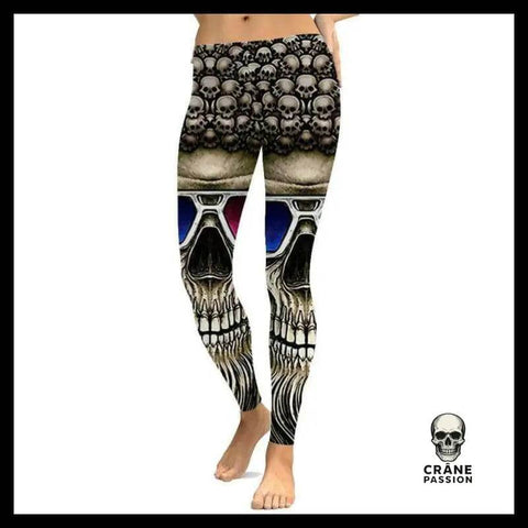 Legging Tête de Mort Lunette 3d - Crâne Passion