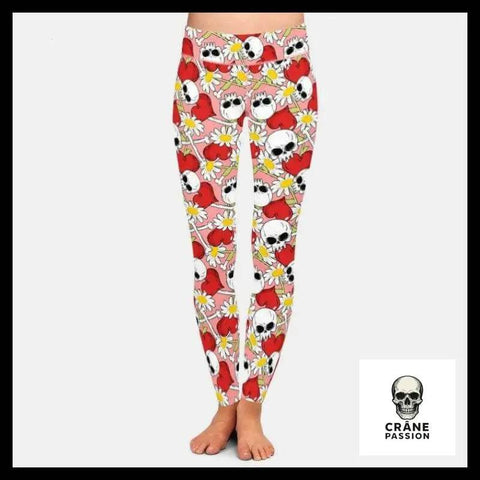 Legging Tête de Mort Marguerites - Crâne Passion