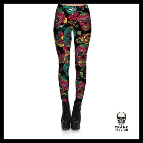 Legging Tête de Mort Mexicaine Colorée - Crâne Passion