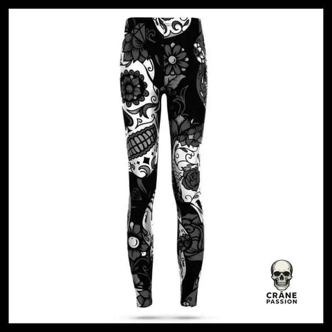 Legging Tête de Mort Noir et Blanc - Crâne Passion