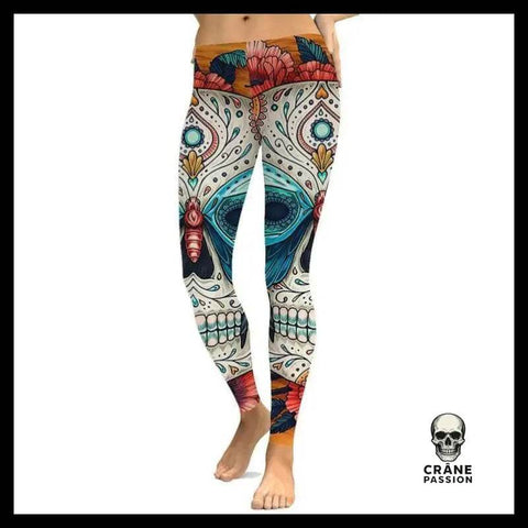 Legging Tête de Mort Papillon Bleu - Crâne Passion