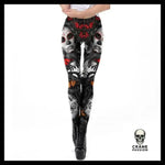 Legging Tête de Mort Papillons Rouge - Crâne Passion