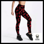 Legging Tête de Mort Roses Rouge Sang - Crâne Passion
