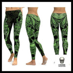 Legging Tête de Mort Tattoo Vert - Crâne Passion