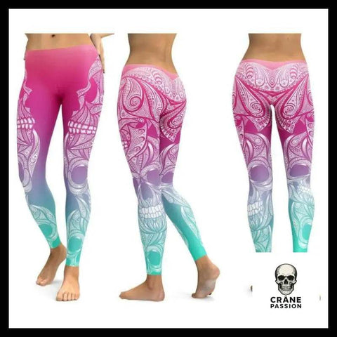 Legging Tête de Mort Trio de Couleurs - Crâne Passion