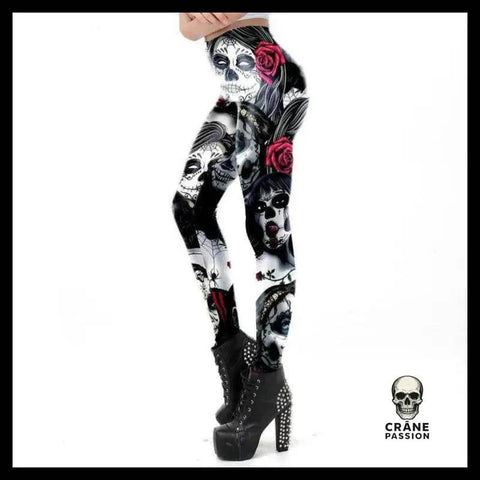 Legging Tête de Mort Zombie Calavera - Crâne Passion