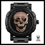 Montre Tête de Mort Noir / Or Rose - Crâne Passion