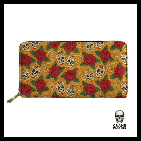 Portefeuille Crânes Mexicains en Fleurs - Crâne Passion