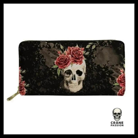 Portefeuille Tête de Mort Et Roses - Crâne Passion