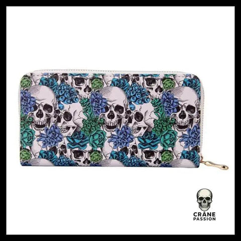 Portefeuille Tête de Mort Avec Roses - Crâne Passion