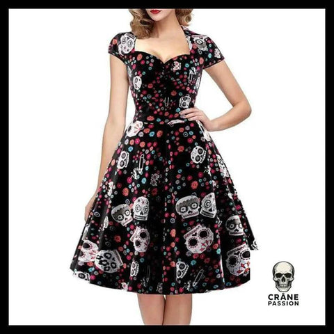 Robe Tête de Mort Rigolote Noire - Crâne Passion