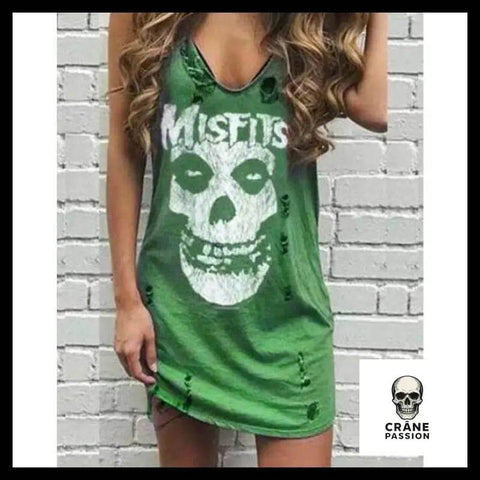 Robe Tête de Mort Vert Misfits - Crâne Passion