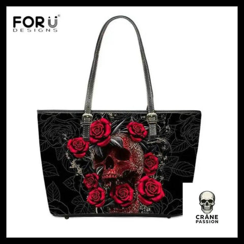 Sac à Main Tête de Mort Roses Rouge - Crâne Passion