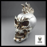 Sculpture Tête de Mort Crâne en feu Argent - Crâne Passion