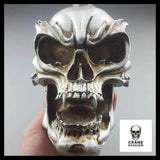 Sculpture Tête de Mort Crâne en feu Argent - Crâne Passion