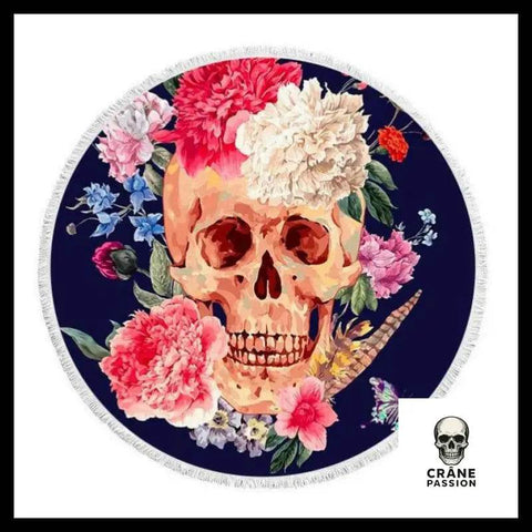 Serviette Crâne Et Fleurs - Crâne Passion