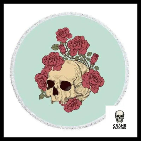 Serviette de Plage Crâne avec Fleurs - Crâne Passion