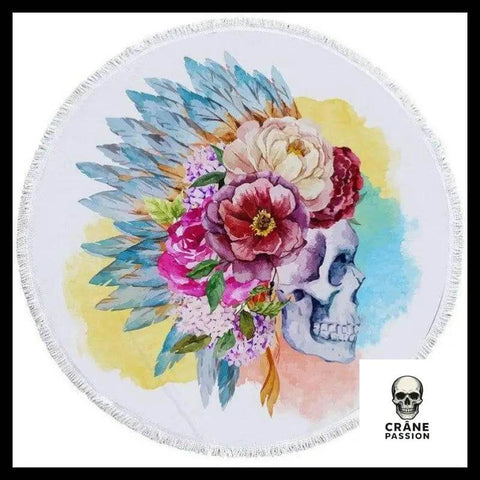 Serviette Tête de Mort Fleurie - Crâne Passion