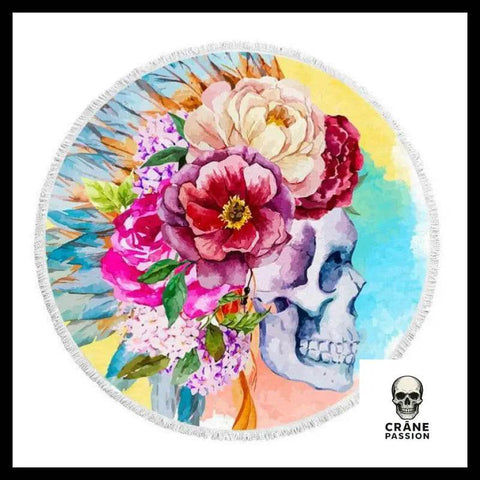 Serviette Tête de Mort Fleurs - Crâne Passion