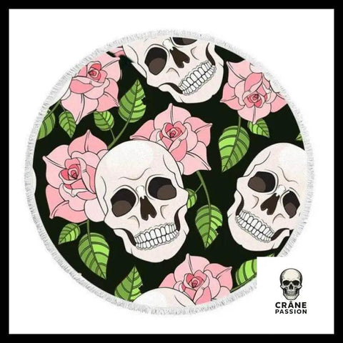 Serviette Tête de Mort Avec Fleurs - Crâne Passion