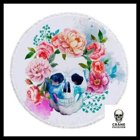 Serviette Tête de Mort Et Roses - Crâne Passion
