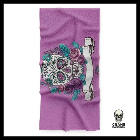Serviette Tête de Mort Violette - Crâne Passion