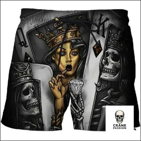 Short Tête de Mort Poker - Crâne Passion