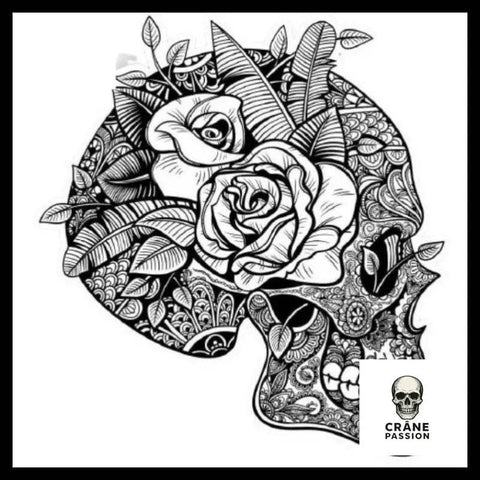 Sticker Crâne Fleuri - Crâne Passion