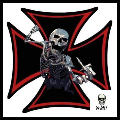 Sticker Croix de Malte - Crâne Passion