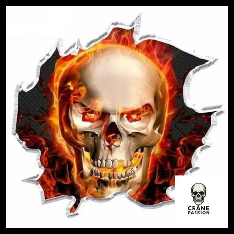 Sticker Squelette en Flammes - Crâne Passion