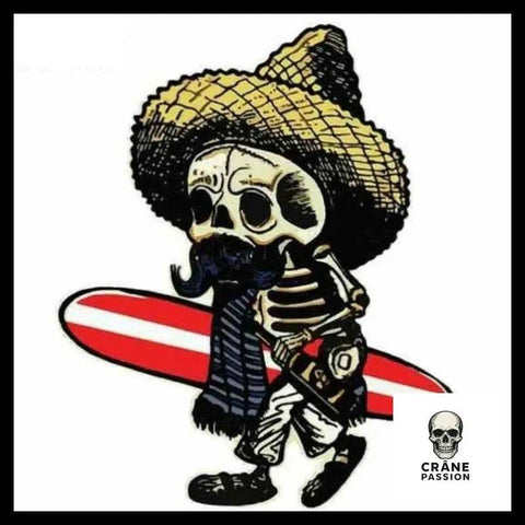 Sticker Surfer - Crâne Passion