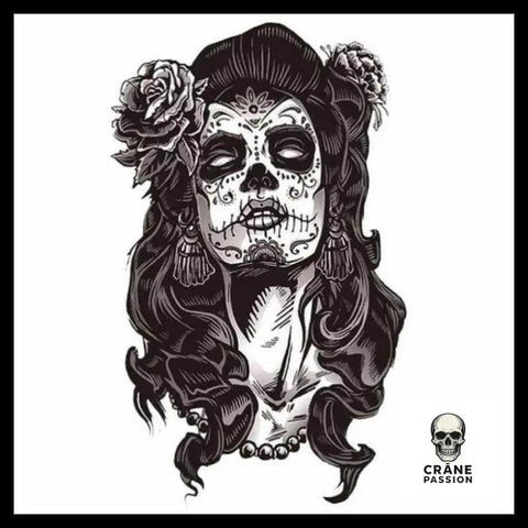 Sticker Tête de Mort Femme Mexicaine - Crâne Passion