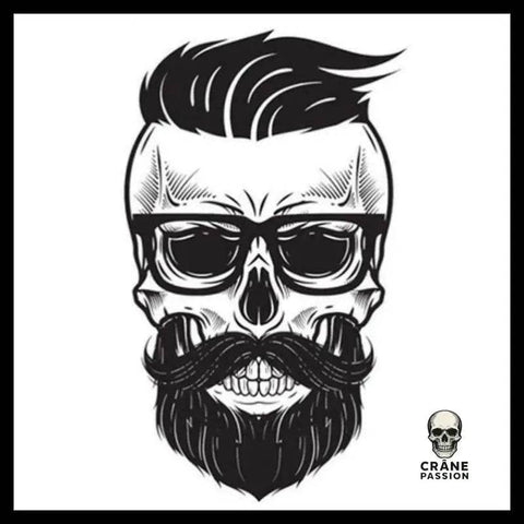 Sticker Tête de Mort Hipster - Crâne Passion