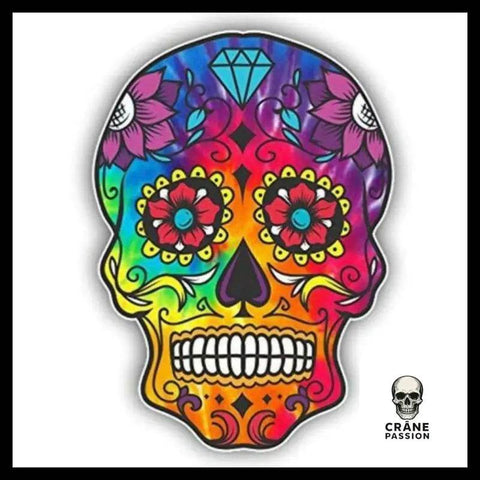 Sticker Tête de Mort Mexicaine Colorée - Crâne Passion
