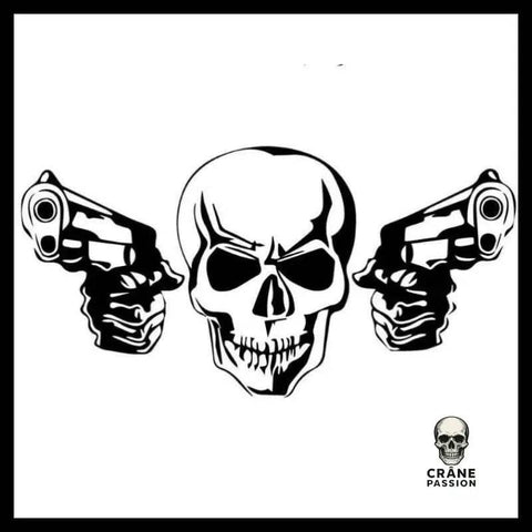 Sticker Tête de Mort Pistolet - Crâne Passion