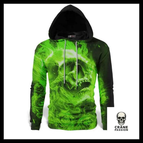 Sweat Squelette Vert - Crâne Passion