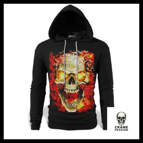 Sweat Tête de Mort En Flammes - Crâne Passion