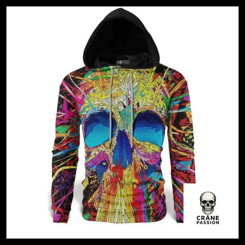 Sweat Tête de Mort Multicolore - Crâne Passion