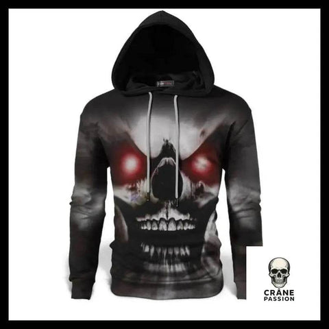 Sweat Tête de Mort Yeux Rouges - Crâne Passion