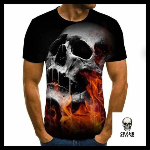 T-shirt Crâne Flammes - Crâne Passion