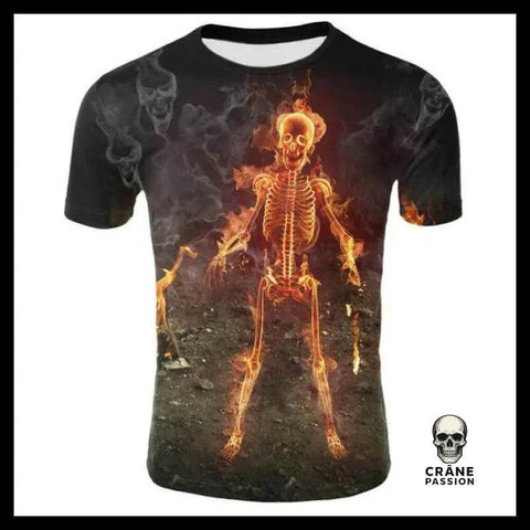 T-shirt Squelette en feu - Crâne Passion