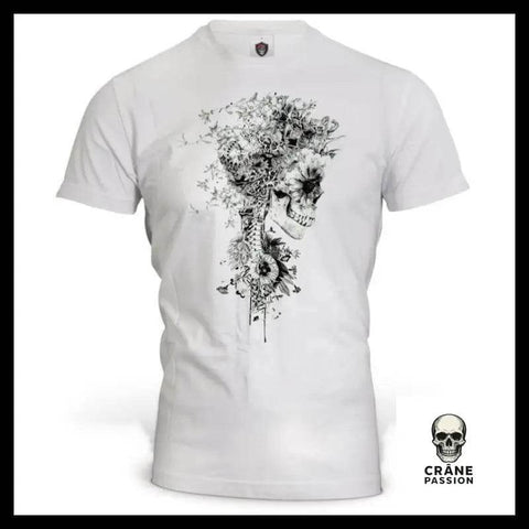T-Shirt Squelette Fleurs - Crâne Passion